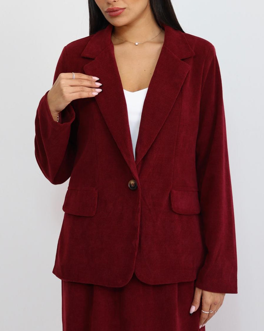 בלייזר בורדו קורדרוי – טקסטורת קורדרוי עדינה