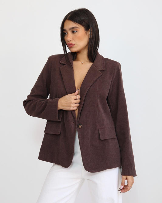 בלייזר קורדרוי בצבע חום