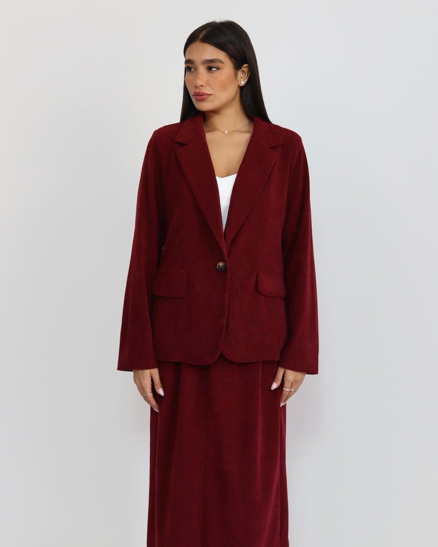 בלייזר בורדו קורדרוי – טקסטורת קורדרוי עדינה