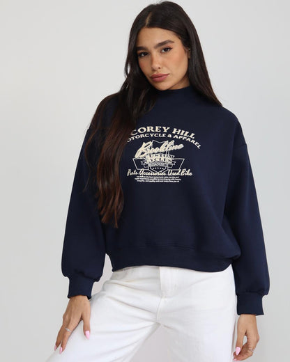 סווטשירט נייבי נשים – וייב קולג' אמריקאי